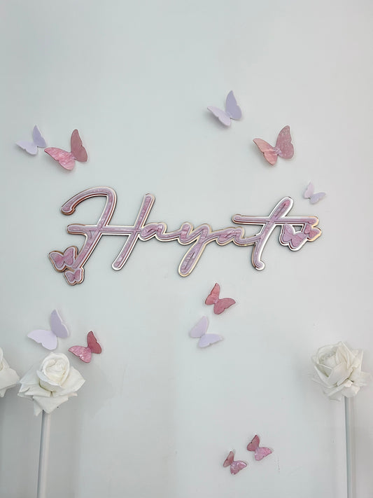 Butterfly Triple Name Plaque