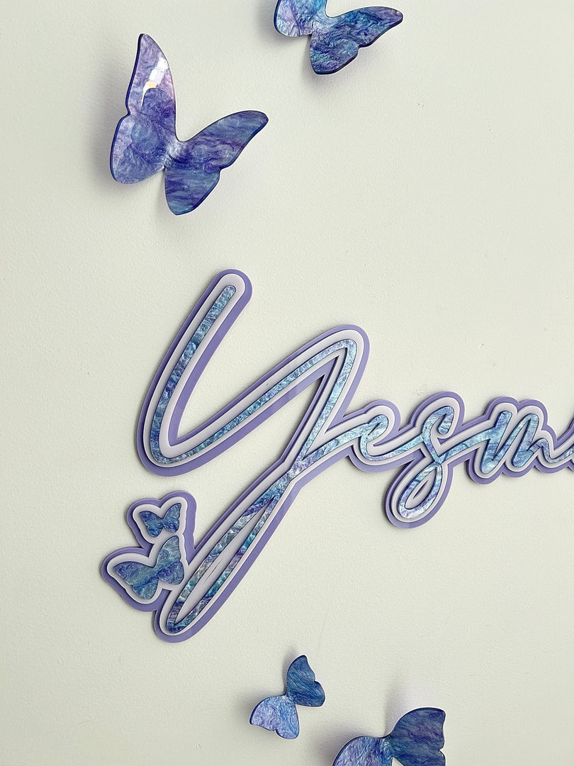 Butterfly Triple Name Plaque