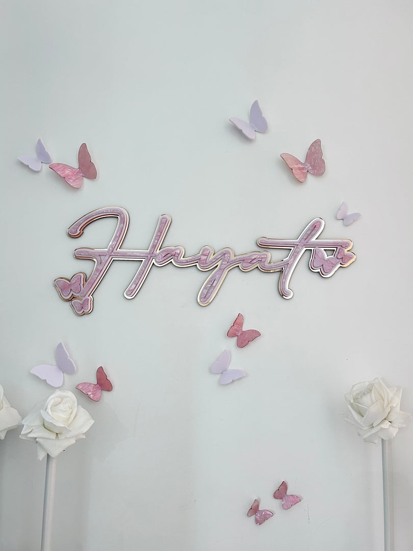 Butterfly Triple Name Plaque