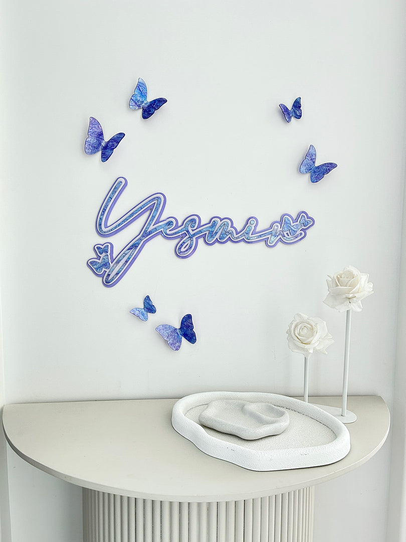 Butterfly Triple Name Plaque