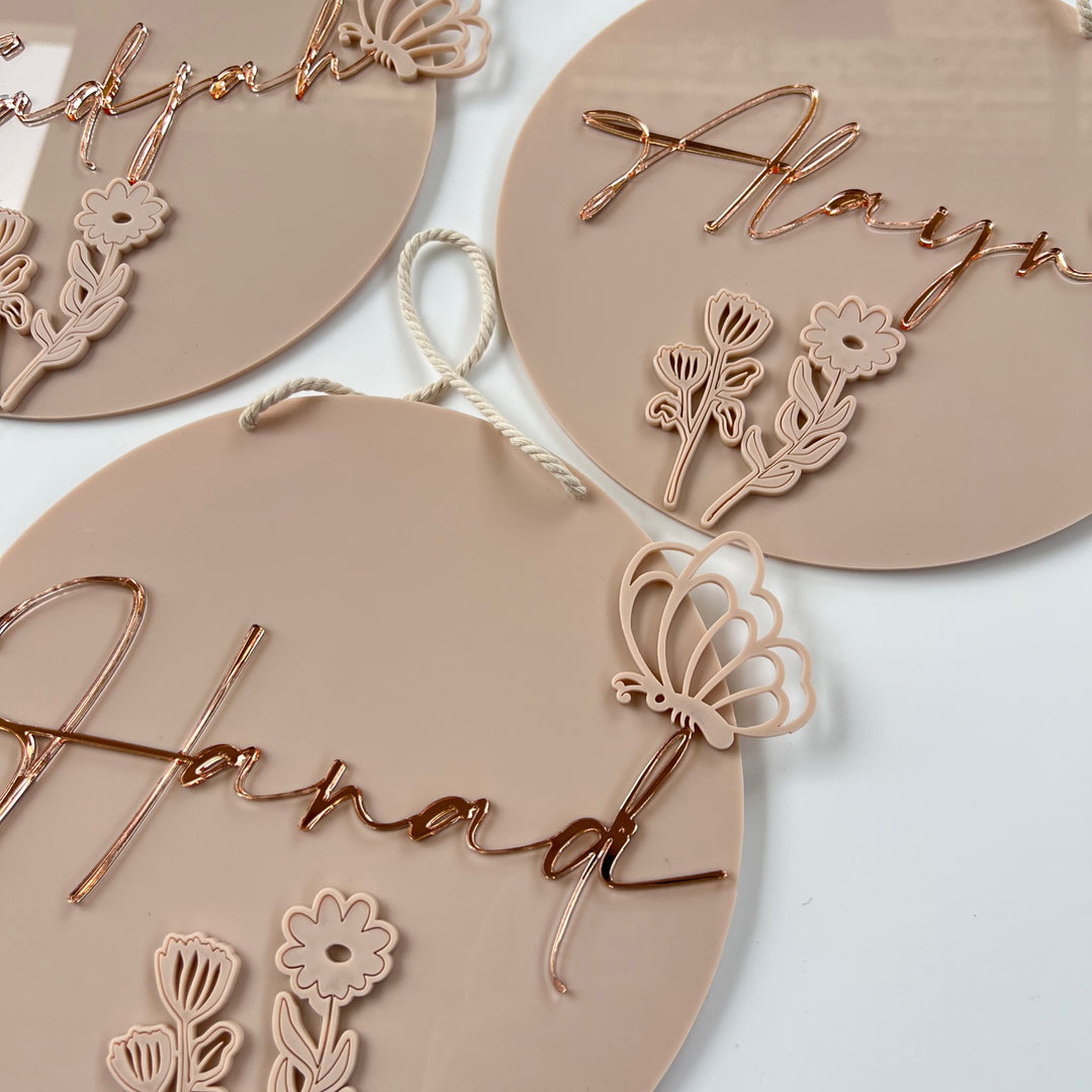 Flowered name plaques