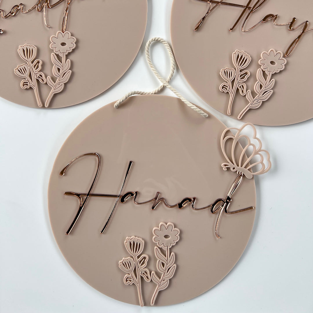 Flowered name plaques