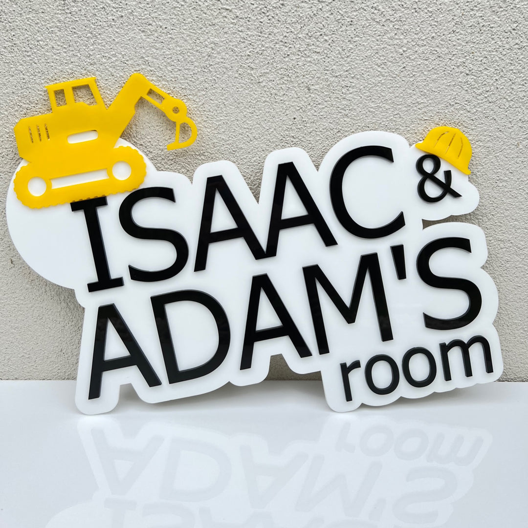 Two name accessorized room signs